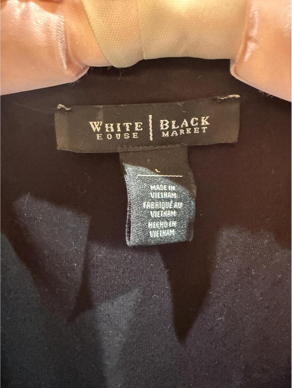 White House Black Market Black Ruffled V-Neck Blouse Size L - Picture 2 of 4